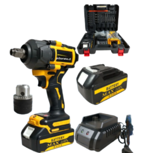 Taladro Llave de Impacto Inalámbrico 2 en 1 + 2 Baterías