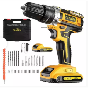 Taladro desatornillador inalámbrico 2 baterías 10mm 3/8