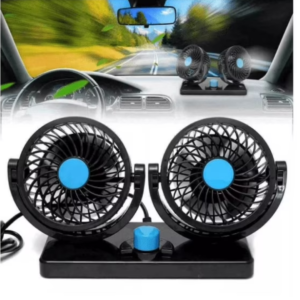 Mini Ventilador Doble Para Auto 12v Interior 360º Portátil