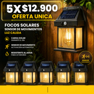 5 x $12.900 Foco Solar Luz Cálida