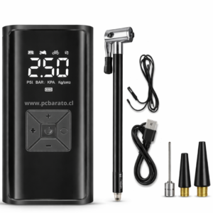 Inflador de Aire Portátil Digital Recargable para Auto, Moto y Bicicleta.