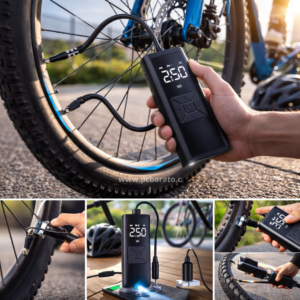 Inflador de Aire Portátil Digital Recargable para Auto, Moto y Bicicleta.