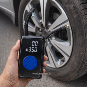 Inflador de Aire Portátil Digital Recargable 7.4V para Auto, Moto, Bicicleta y Balones