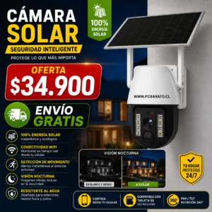 Cámara de Seguridad Exterior Solar 360° Wi-Fi 3MP Full HD