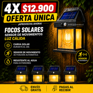 4 x $12.900 Foco Solar Luz Cálida Estilo Vintage